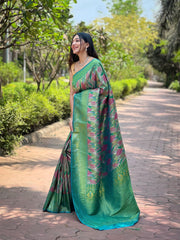 Attractive Kanchipattu Silk Green Color Saree