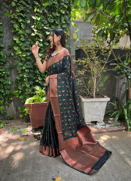 Outstanding Green Color Soft  Silk Saree