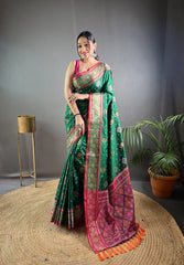 Preferable Green Color Rangeen Patola Silk Saree