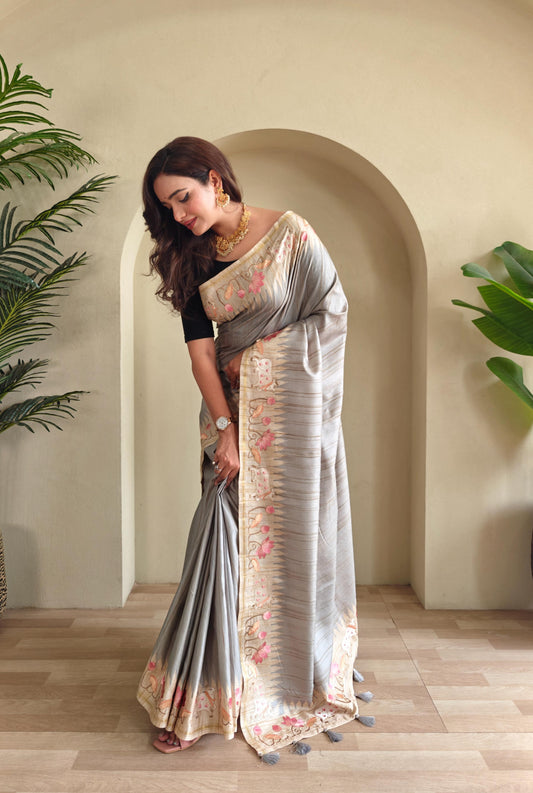 New Wedding Wear Grey Color Saree