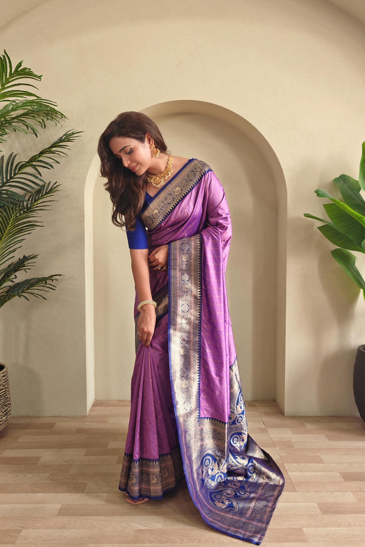Festive Wear Lavender Color Rich Pallu Paithani Silk Saree
