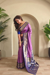 Festive Wear Lavender Color Rich Pallu Paithani Silk Saree