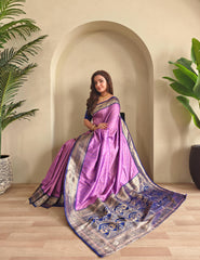 Festive Wear Lavender Color Rich Pallu Paithani Silk Saree
