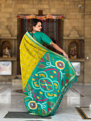 Mehndi Color Patola Weaving Border Alluring Silk Saree