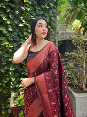 Outstanding Red Color Soft  Silk Saree