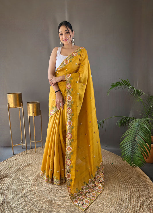 Awesome Musterd Color Matka Silk Saree