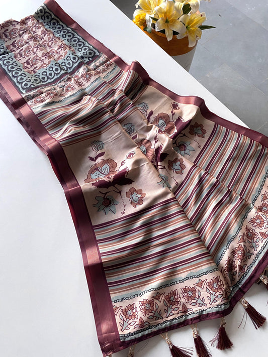 Graceful Dola Zari Patta Border Maroon Color Saree