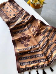 Graceful Dola Zari Patta Border Mustard Color Saree