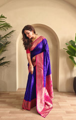 Festive Wear Navy Blue Color Rich Pallu Paithani Silk Saree