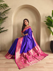 Festive Wear Navy Blue Color Rich Pallu Paithani Silk Saree