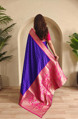 Festive Wear Navy Blue Color Rich Pallu Paithani Silk Saree