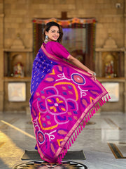 Navy Blue Color Patola Weaving Border Alluring Silk Saree