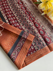 Captivating Bandhani Print With Work Orange Color Saree