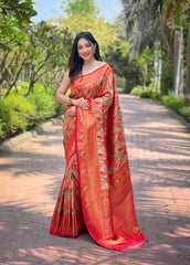 Attractive Kanchipattu Silk Orange Color Saree