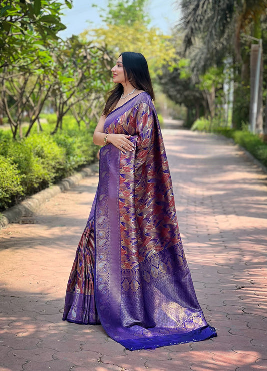 Attractive Kanchipattu Silk Purple Color Saree