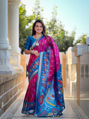 Pink Color Patola Weaving Border Alluring Silk Saree