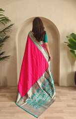 Festive Wear Pink Color Rich Pallu Paithani Silk Saree