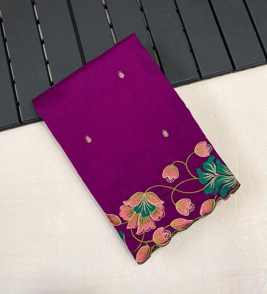 Decent Tussar Silk Purple Color Saree