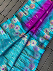 Beautiful Floral Zari Weaving Border Purple Color Silk Saree