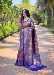 Attractive Kanchipattu Silk Purple Color Saree