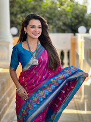 Pink Color Patola Weaving Border Alluring Silk Saree