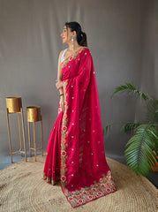 Awesome Pink Color Matka Silk Saree