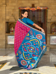 Pink Color Patola Weaving Border Alluring Silk Saree