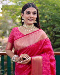 Pink Color Bandini Patola Design Saree
