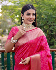 Pink Color Bandini Patola Design Saree
