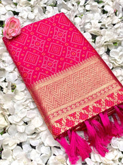 Pink Color Bandini Patola Design Saree