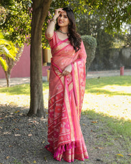 Festive Wear Peach Color Designer Organza Saree