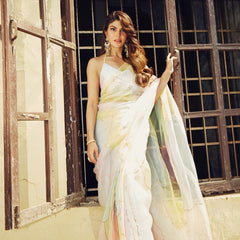 Jacqueline Style Multi Color Organza Saree