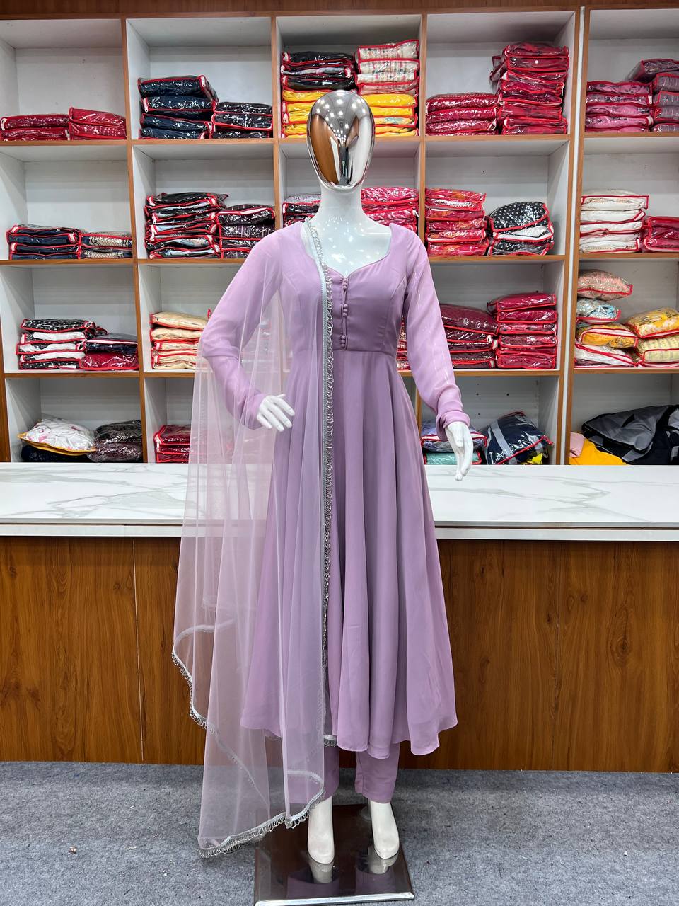 Good Looking Dusty Pink Anarkali Suit