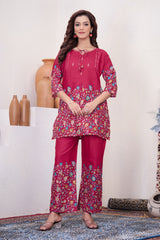 Charming Brown Cotton Kantha Work Co-ord Set