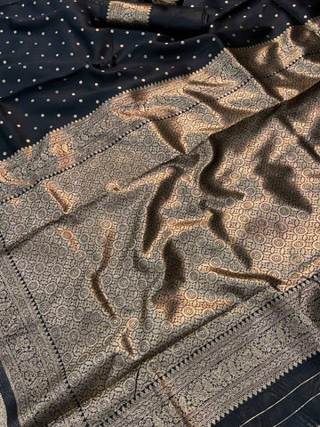 Glimmering Black Silk with Zari Weaving Saree