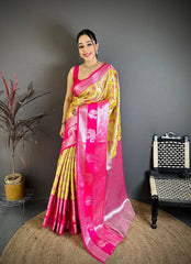 Amazing Blue Silk Weaving Saree