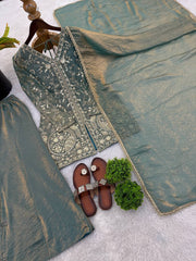 Function Wear Silk with Heavy Embroidery Palazzo Suit