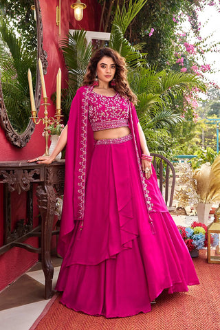 Pink Vichitra Silk Heavy Embroidery Lehenga Choli