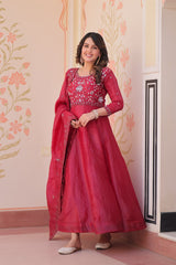 Pretty Beads Embroidery Work Gold Crush Fabric Gown