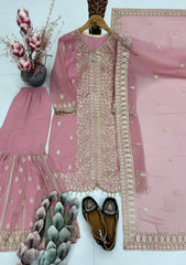 Luxuriant Fuax Georgette Sequins Work Sharara Suit