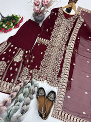 Beautiful Fuax Georgette with Heavy Sequin Work Sharara Suit