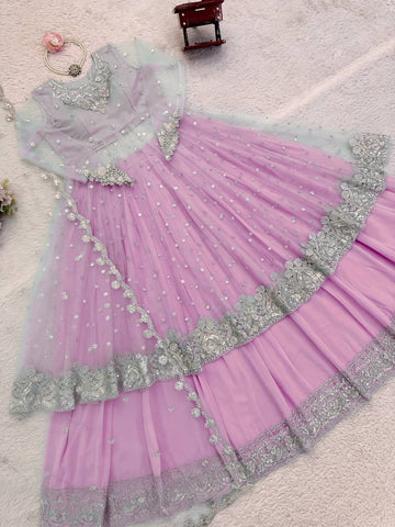 Amazing Foux Gorgette with Thread Work Gown