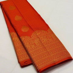 Gorgeous Red Color Lichi Silk Banarasi Saree Wedding Wear