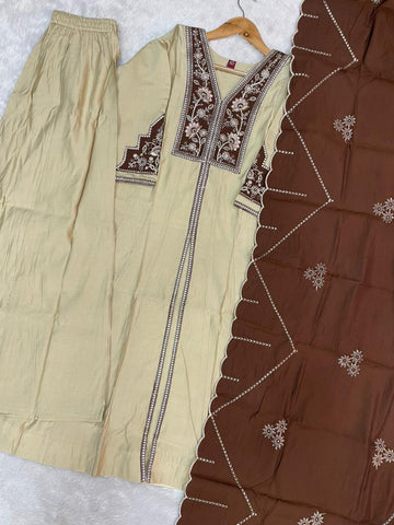 Elegant Roman Silk Multi Embroidery Anarkali Kurti Set