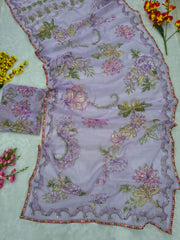 Gorgeous Purple Silk with Mirror Work Saree