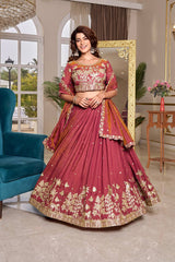 Attractive Vichitra Embroidery Work Lehenga Choli
