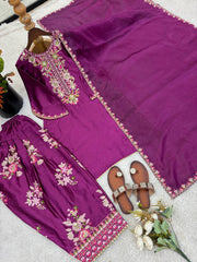 Alluring French Crepe Embroidered Work Top Set