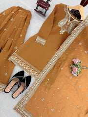 Glorious Mustard Mul Chanderi Palazzo Set
