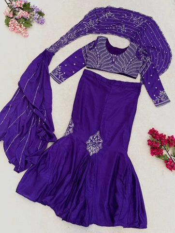 Amazing Purple Embroidey Sequins Work Lehenga Choli