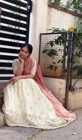 Exclusive Red Chinon Embroidery Party Wear Lehenga Choli